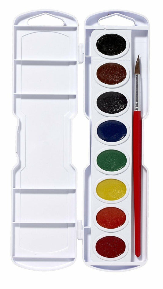 Prang Oval Pan Watercolor Set, 8 Classic Colors with Brush, Assorted Colors (00800)(2Pack)