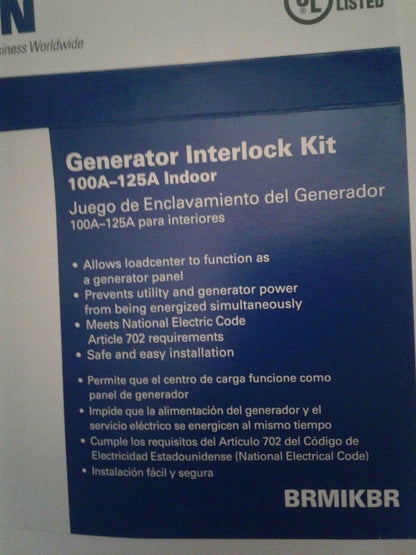 Eaton Generator Interlock Kit 100A-125A BRMIKBR Type BR