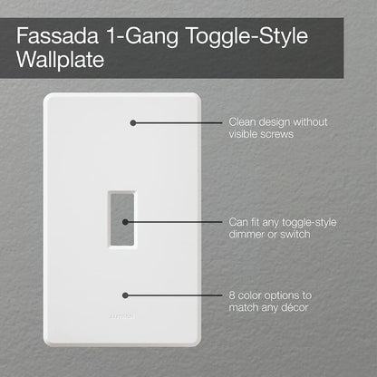 Lutron Fassada 1 Gang Wallplate for Toggle-Style Dimmer and Switches, FG-1-WH, White (1-Pack)