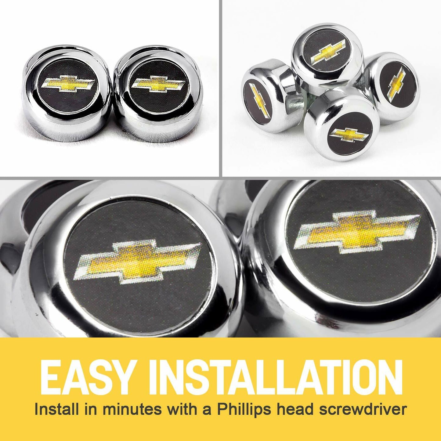 Pilot Automotve IP-353C Chevrolet Logo Automotive License Plate Fastener Kit, 4 Pack