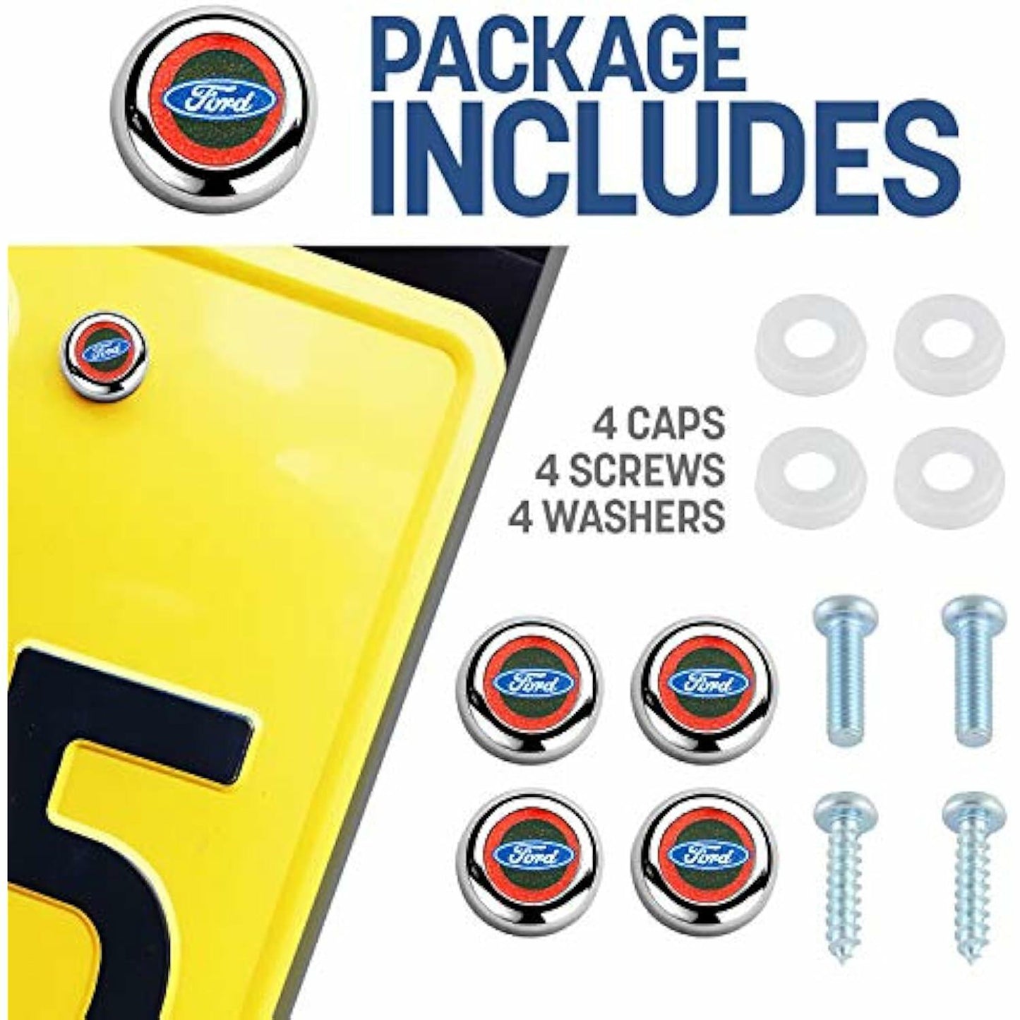 Pilot Automotive IP-353F Ford License Plate Fastner Caps, 4 Pieces