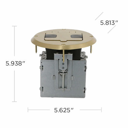 Hubbell Raco 6239BP Brass Plated Concealed Receptacle Floor Box Kit