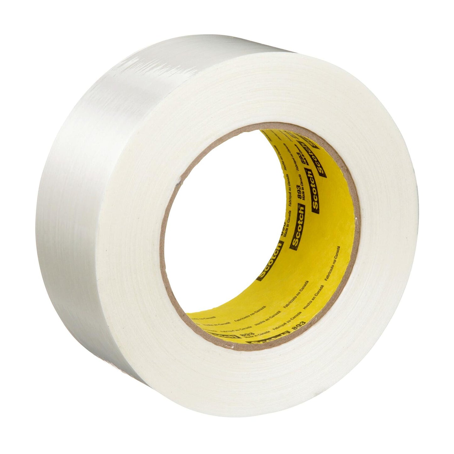 3M Scotch Filament Tape 893, Clear, 1.88" x 60 yd (48 mm x 55 m), 6 mil, Opaque, Recommended for High Strength Reinforcing, Heavy Duty Strapping, Sealing and Securing Boxes (1 Roll)