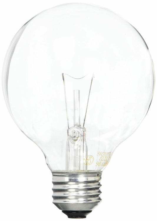 GE 12983 25-Watt G25 Globe Light Bulb, Crystal Clear