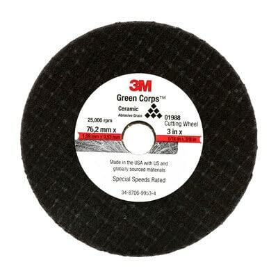 3M 3 x 1/16 x 3/8 Green Corps CUT-OFF WHEEL1988 01988 - EACH