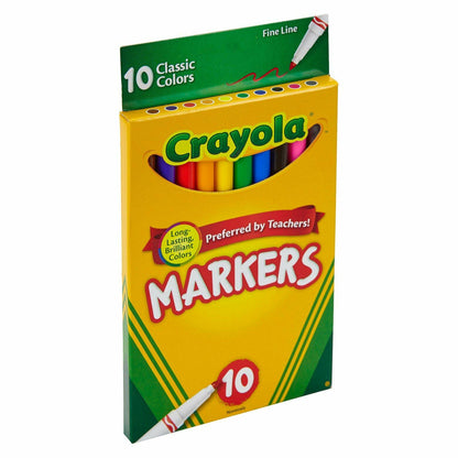 Crayola Fine Line Markers, Classic Colors, 10 Count, Back to School Supplies for Kids and Teachers, Gifts