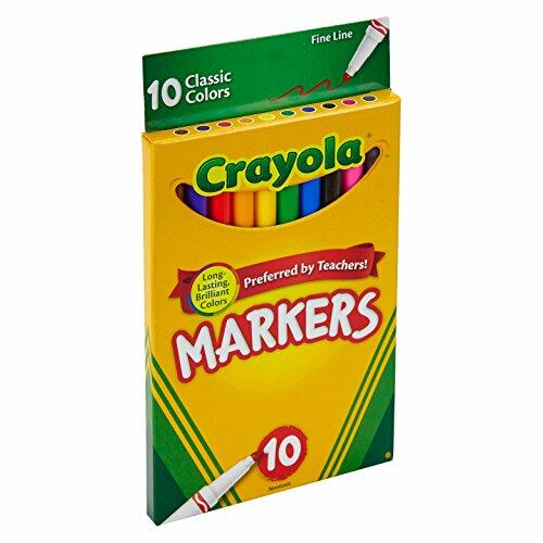Crayola Fine Line Markers, Classic Colors, 10 Count, Back to School Supplies for Kids and Teachers, Gifts