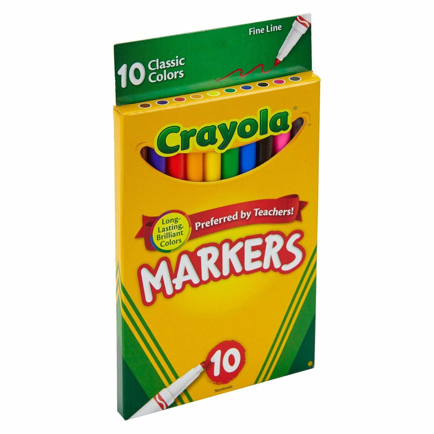 Crayola Fine Line Markers, Classic Colors, 10 Count, Back to School Supplies for Kids and Teachers, Gifts