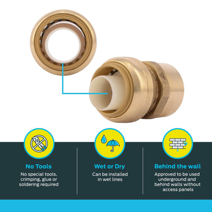 SharkBite 1 in. Push x 1 in. Dia. FPT Brass Connector
