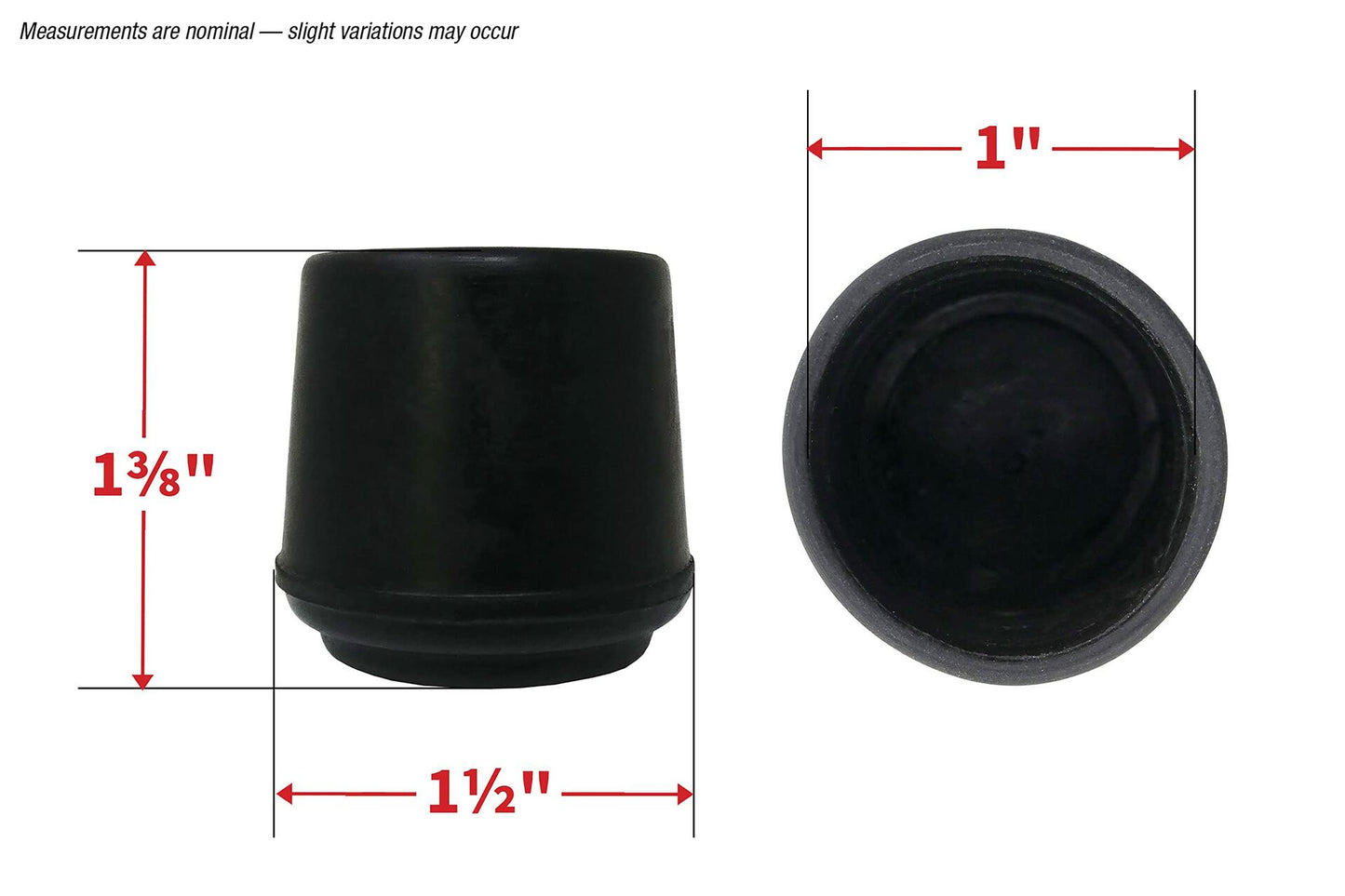 Shepherd Hardware 8762E Leg Tips 1-Inch Inside Diameter Rubber Chair Leg Caps, 24 Pack, Black