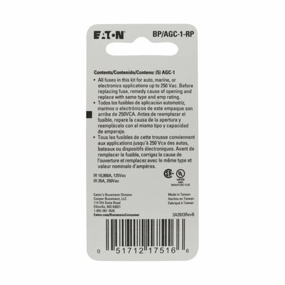 Bussmann Division BP/AGC-1-RP Agc-1 Auto Fuse