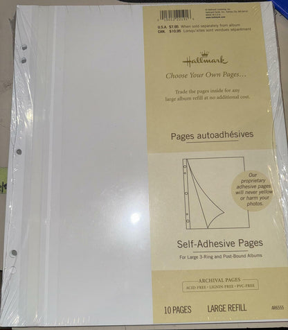 Hallmark Large Choose-Your-Own Album AR6555 Self-Adhesive Refill Pages For Large 2-Ring or Post Bound Albums