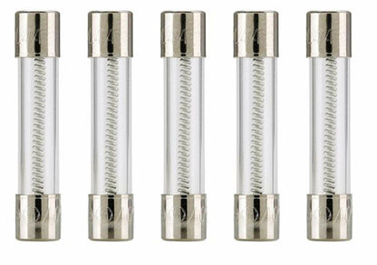 Pack of 5 Cooper Bussmann 250V 5A Time Lag Glass Tube Fuses MDL-5