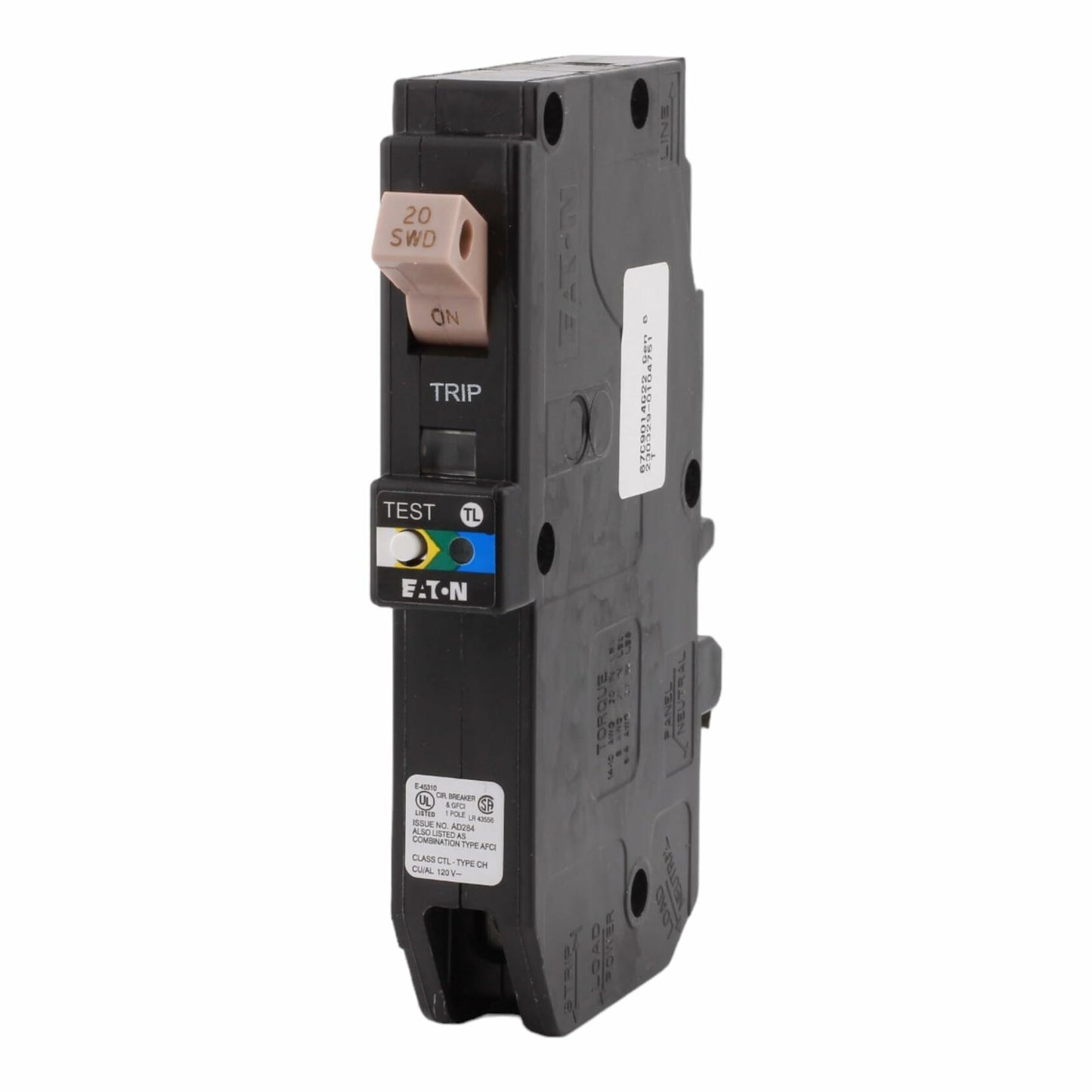 CHFP120A1CS 20 Amp Single Pole Dual Function All in One AFCI/GFCI Circuit Breaker, Plug-On Neutral, 120V, 10kAIC, UL Listed (1)