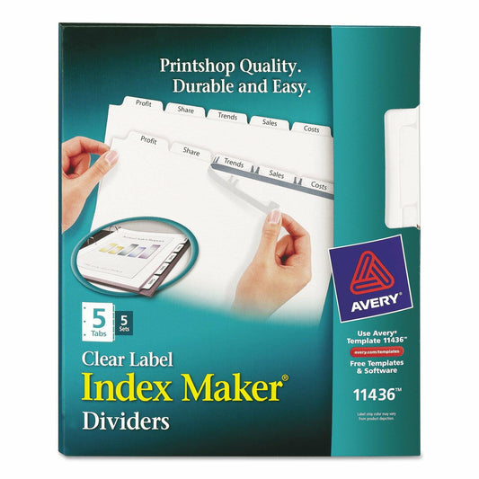 Avery 5 Tab Print & Apply Dividers, Index Maker, 5 Sets (11436)
