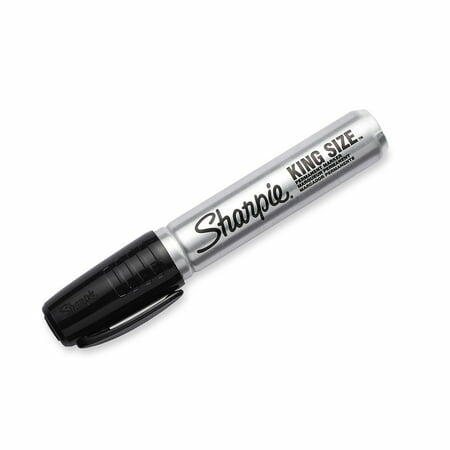 King Size Permanent Marker, Broad Chisel Tip, Black, 4/pack