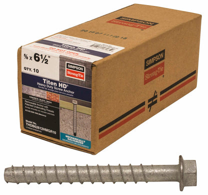 Simpson Strong-Tie THDB62612HMG Titen HD 5/8 in. x 6-1/2 in. Mechanically Galvanized Heavy-Duty Screw Anchor (10-Qty)