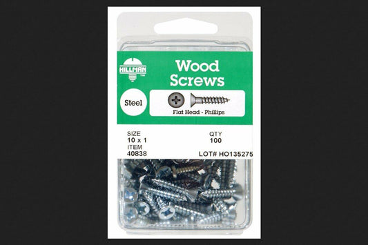 Hillman No. 8 x 1-1/4 in. L Phillips Flat Head Zinc-Plated Steel Wood Screws 100 pk