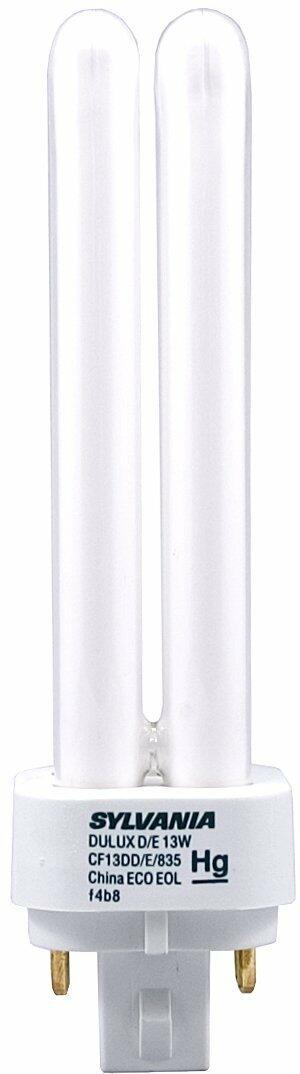 (25 Pack) Sylvania 20671 CF13DD/E/835/ECO 13-Watt 3500K 4-Pin Double Tube Compact Fluorescent Lamp