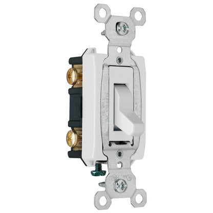 Legrand Pass & Seymour CS15AC3WCC8 15 Amp 120/277V Commercial Specification Grade Toggle Switch, 3-Way, Side Wire, White (1 Count)