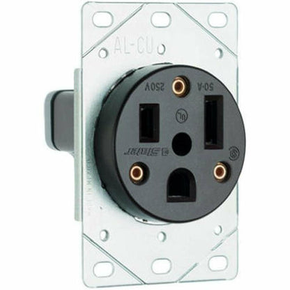 Legrand Pass & Seymour 3804CC6 50 Amp 250V 2 Pole 3 Wire Power Outlet Flush Receptacle, NEMA 6 50R, Black (1 Count)