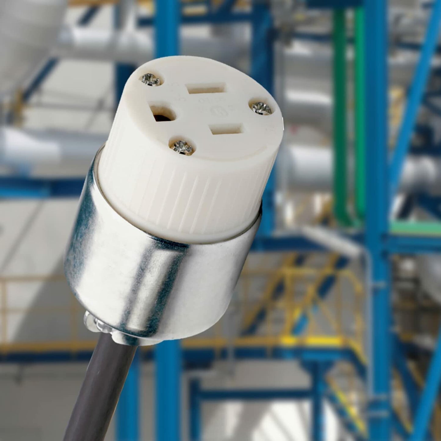 Legrand Pass & Seymour PS515CACC20 15 Amp 125V Armored Straight Blade Connector, NEMA 5-15R, Silver/White (1 Count)