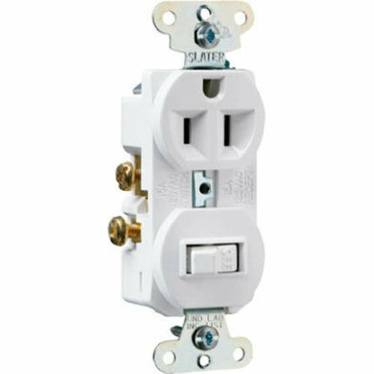 Legrand Pass & Seymour 691WCC6 Combination Switch, One 15 Amp 120/125V Single Pole Toggle Switch and One Outlet Receptacle, Grounding, White (1 Count)