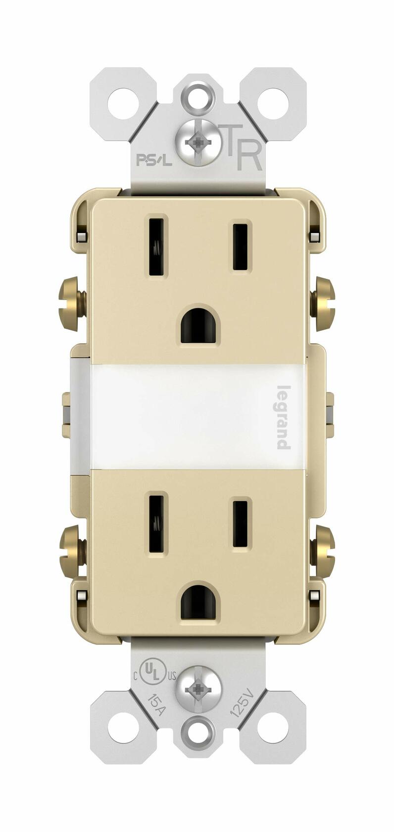 Legrand radiant NTL885TRICC6 15 Amp Adjustable LED Night Light Outlet, Tamper Resistant Decorator Receptacle, Optional Louver, Ivory (1 Count)