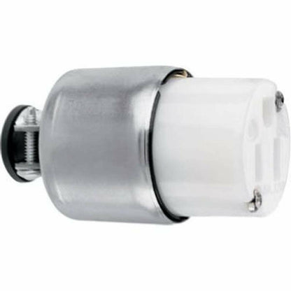 Legrand Pass & Seymour PS515CACC20 15 Amp 125V Armored Straight Blade Connector, NEMA 5-15R, Silver/White (1 Count)