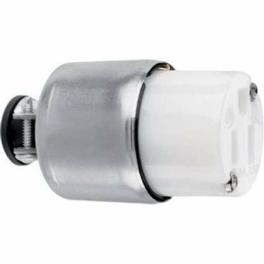 Legrand Pass & Seymour PS515CACC20 15 Amp 125V Armored Straight Blade Connector, NEMA 5-15R, Silver/White (1 Count)