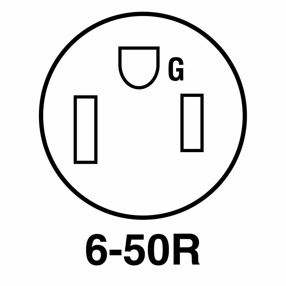 Legrand Pass & Seymour 3804CC6 50 Amp 250V 2 Pole 3 Wire Power Outlet Flush Receptacle, NEMA 6 50R, Black (1 Count)