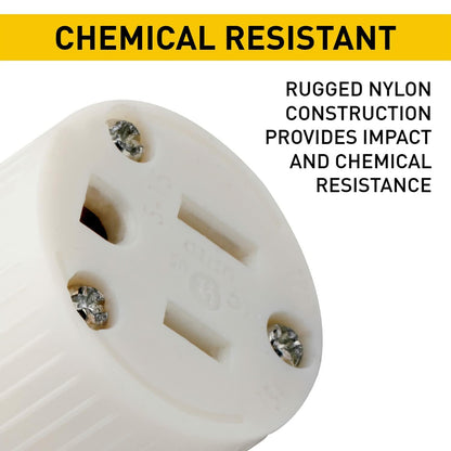 Legrand Pass & Seymour PS515CACC20 15 Amp 125V Armored Straight Blade Connector, NEMA 5-15R, Silver/White (1 Count)