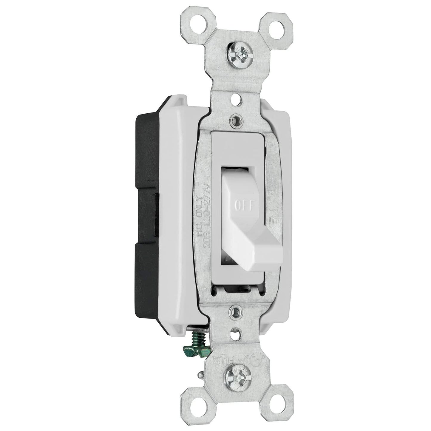 Legrand Pass & Seymour CSB20AC1WCC8 20 Amp 120/277V Hard Use Specification Grade Toggle Switch, Single Pole, Back and Side Wire, White (1 Count)