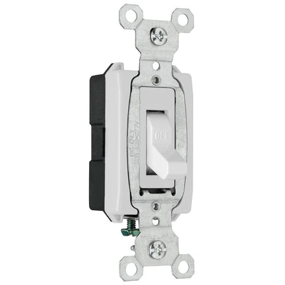 Legrand Pass & Seymour CSB20AC1WCC8 20 Amp 120/277V Hard Use Specification Grade Toggle Switch, Single Pole, Back and Side Wire, White (1 Count)