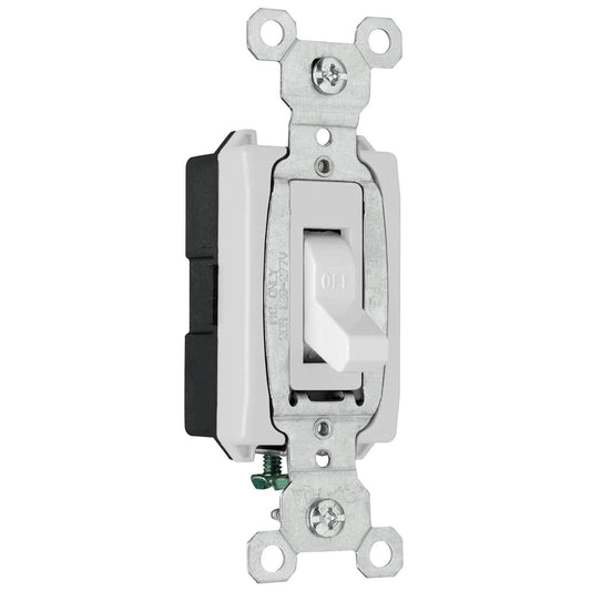 Legrand Pass & Seymour CSB20AC1WCC8 20 Amp 120/277V Hard Use Specification Grade Toggle Switch, Single Pole, Back and Side Wire, White (1 Count)