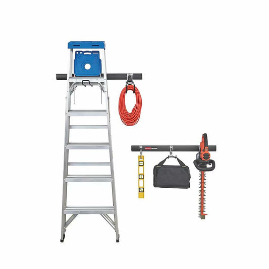 Rubbermaid Fasttrack Garage Storage Utility Hooks 7 Piece Black All in One Rail Hook Kit and Tool Organizer Heavy Duty for Home/Garage/Shed/Garden