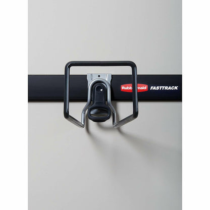 Rubbermaid FastTrack Rail Garage Storage System Water Hose Hook, Black (2 Pack)