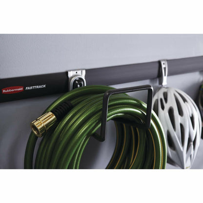 Rubbermaid FastTrack Rail Garage Storage System Water Hose Hook, Black (2 Pack)