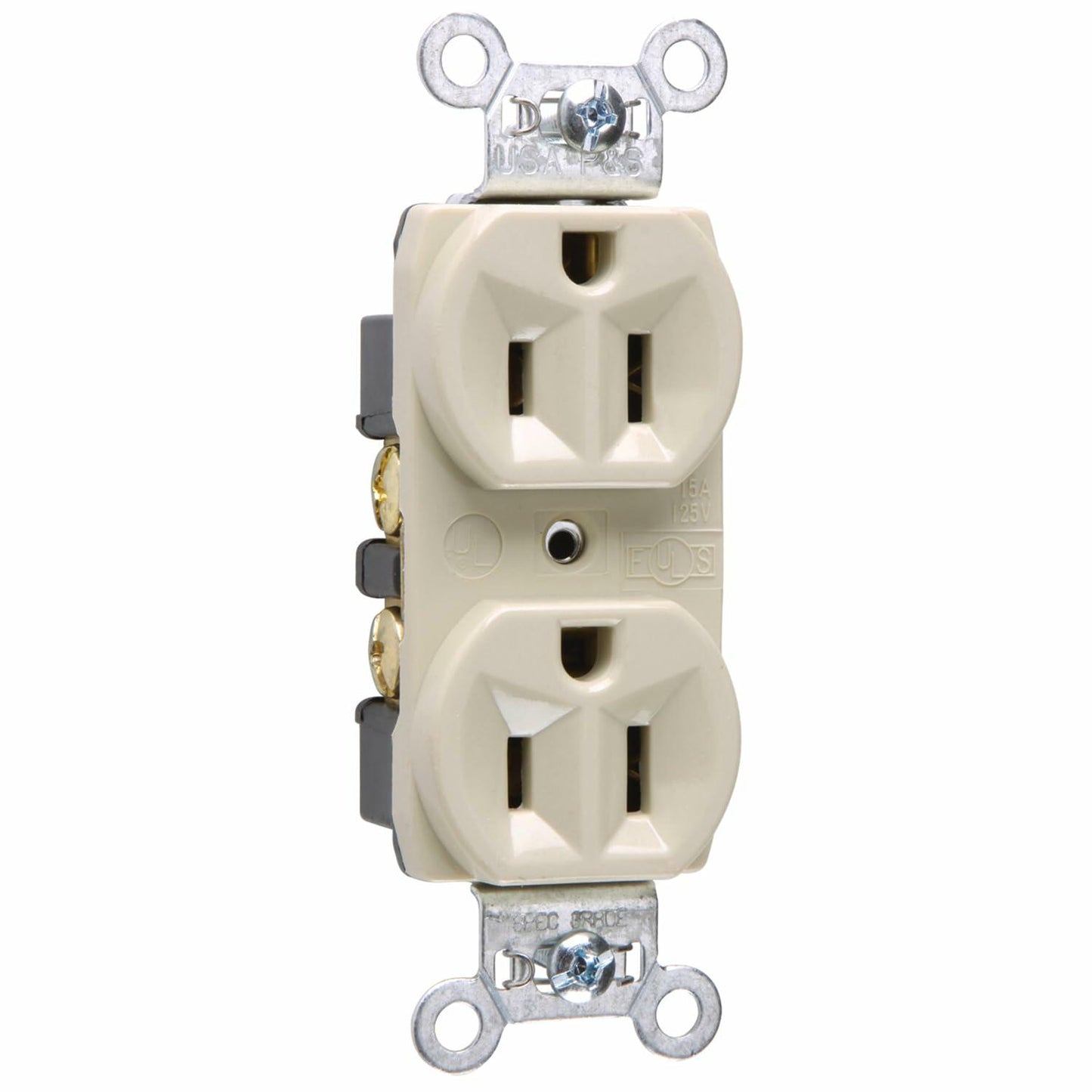 Legrand Pass & Seymour CRB5262ICC12 15 Amp Construction Specification Grade Duplex Receptacle Outlet, Back and Side Wire, Ivory (1 Count)