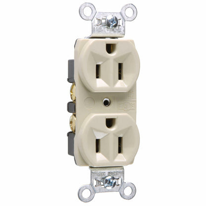Legrand Pass & Seymour CRB5262ICC12 15 Amp Construction Specification Grade Duplex Receptacle Outlet, Back and Side Wire, Ivory (1 Count)