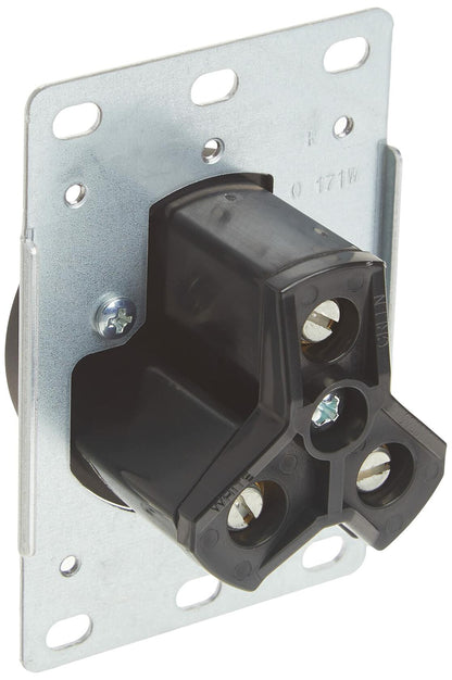 Legrand Pass & Seymour 3830CC6 30 Amp 125V 2 Pole 3 Wire Travel Trailer Power Outlet Flush Receptacle for RV, NEMA TT30, Black (1 Count)