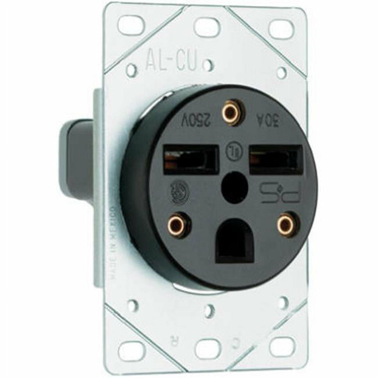 Legrand 3801CC6 Pass & Seymour Power Outlet, Flush-Mount, Black, 250-Volt, 30-Amp - Quantity 1