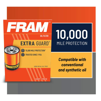 FRAM Extra Guard PH3976A 10K Mile Change Automotive Replacement Interval Spin-On Engine Oil Filter for Select Vehicle Model Years, Vehicle Engine Protection Oil Filter for Everyday Drivers