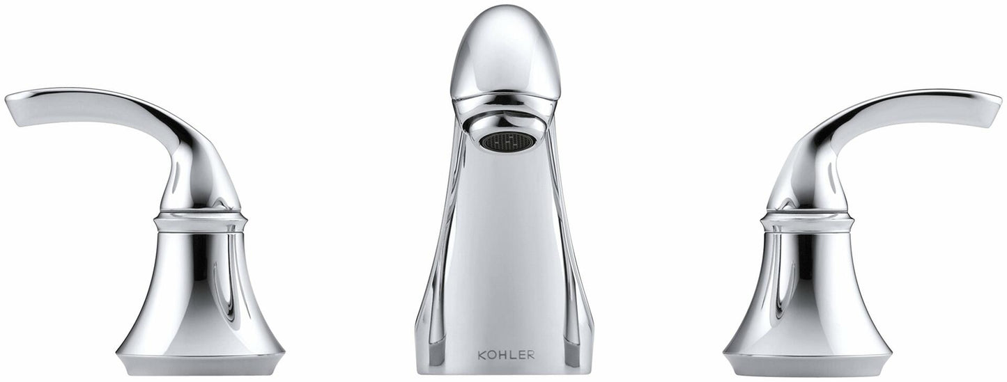 KOHLER ‚Äé10272-4-CP Forte Sculpted Widespread Lav Faucet, Bathroom Sink Faucet with Sculpted Lever Handles, Polished Chrome
