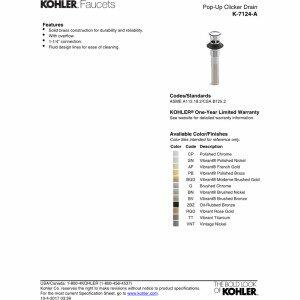 KOHLER Pop-Up Clicker Drain