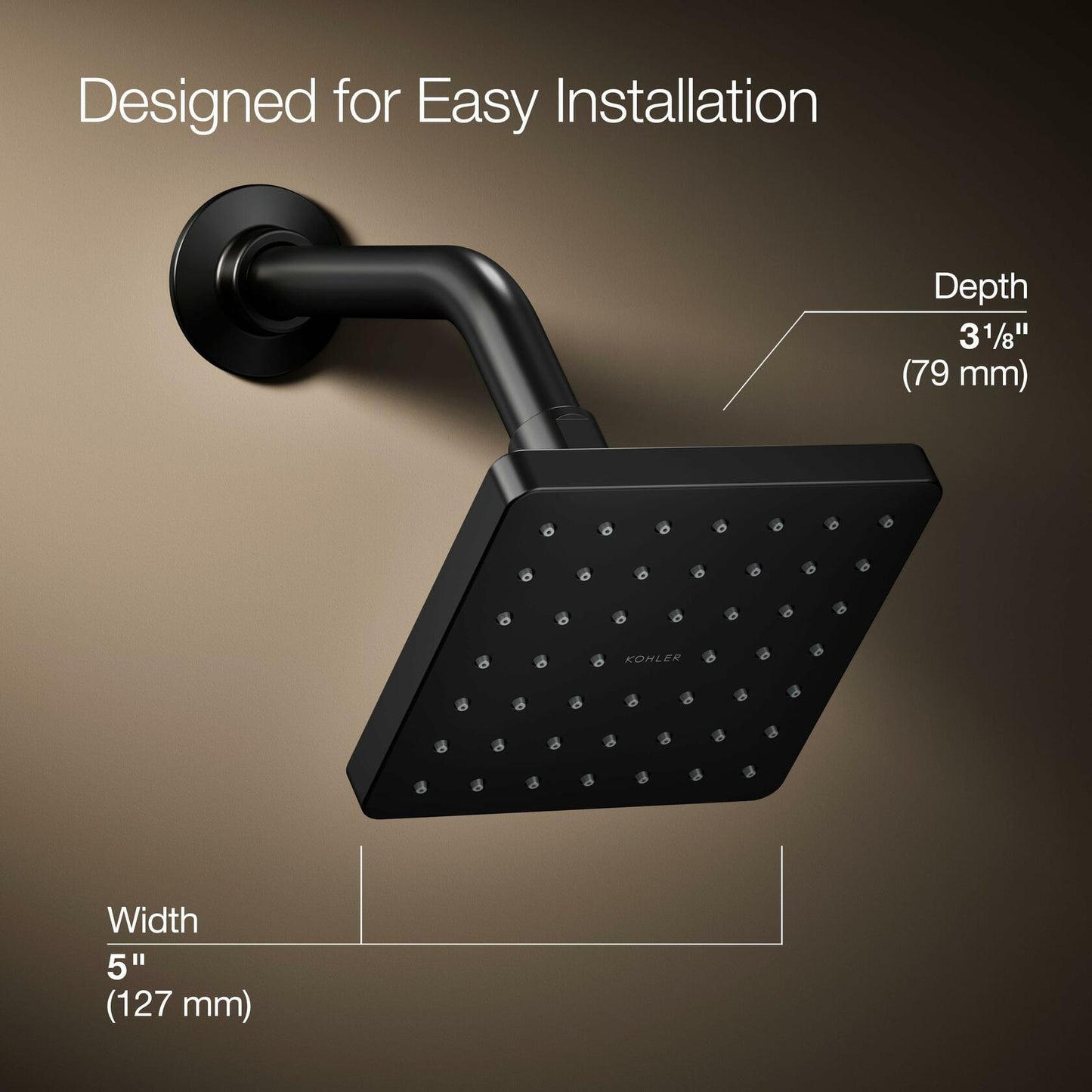 Kohler 24805-G-BL Parallel® Single-function showerhead, 1.75 gpm, Matte Black