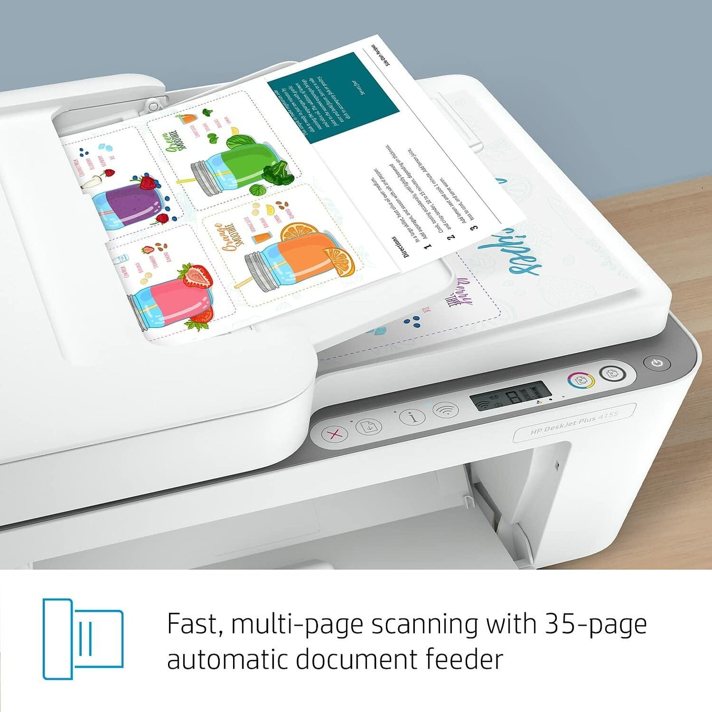 HP DeskJet Plus 4155 Wireless All-in-One Printer, Mobile Print, Scan & Copy, HP Instant Ink Ready, Auto Document Feeder, Works with Alexa (3XV13A)