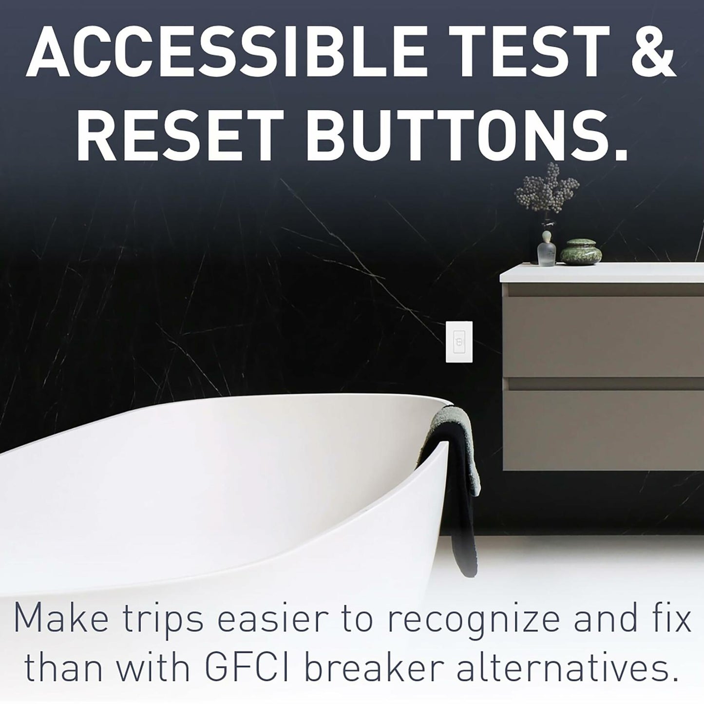 Legrand Radiant 2087WCCD4 20 Amp GFCI Self Test Deadfront Decorator Duplex Outlet, White (1 Count)