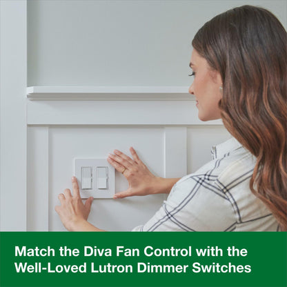 Lutron Diva 3-Speed Fan Control, Single-Pole/3-Way, DVFSQ-F-WH, White