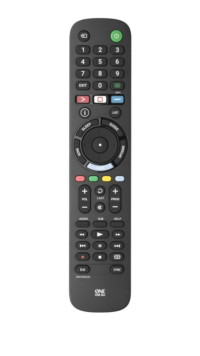 One For All TV Replacement Remote Compatible with Sony TVs Only (LCD, LED, OLED, Plasma) - Ideal Replacement Remote Control with Same Functions as The Original Remote, Black, Model URC4812